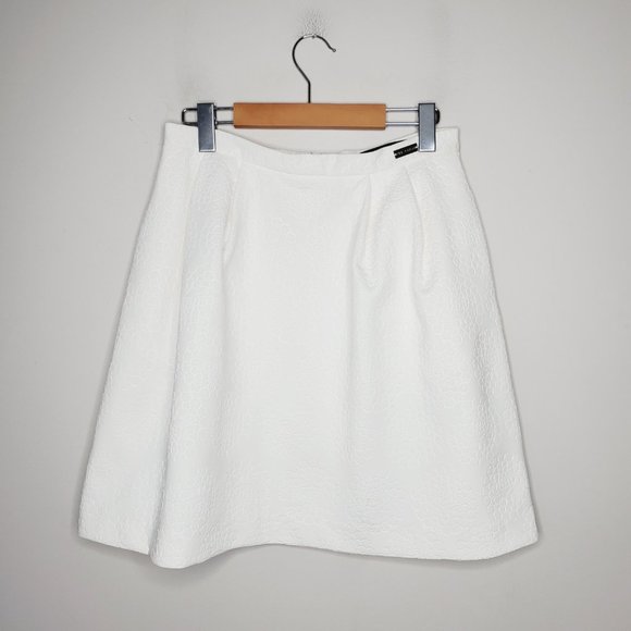 PINK TARTAN White Floral Textured Scuba A-Line Luxury Skirt - Picture 2 of 10